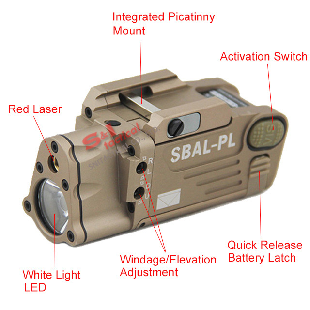 Tactical CNC Making SBAL-PL LED Weapon Light With Red Laser DE